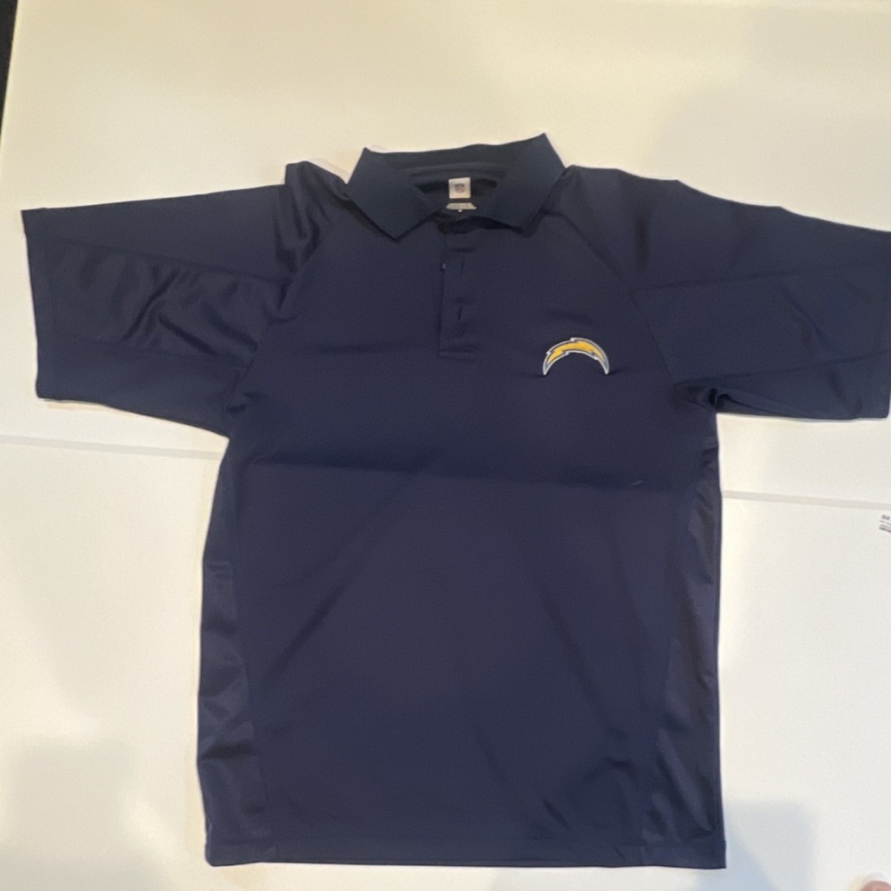NFL Chargers Men's Navy Blue Lightweight Polo Shirt M 100% Polyester